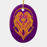 Intricate Purple and Yellow Tribal Gemini Christmas Ornament