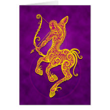 Intricate Purple and Yellow Tribal Sagittarius Cards