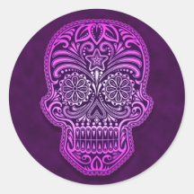 Intricate Purple Sugar Skull Stickers