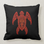 Intricate Red and Black Sea Turtle Pillows