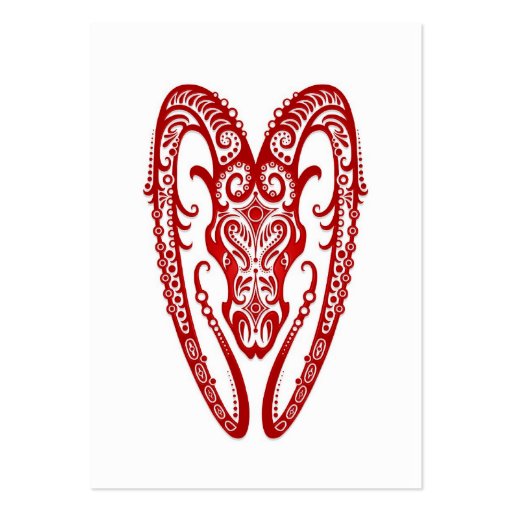 Intricate Red Aries Zodiac on White Business Card Templates
