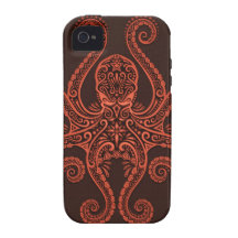 Intricate Red Octopus Vibe iPhone 4 Case