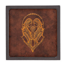 Intrictate Stone Gemini Symbol Premium Keepsake Box