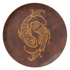 Intrictate Stone Pisces Symbol Plate