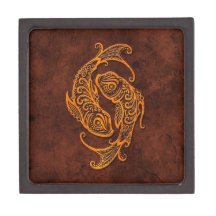 Intrictate Stone Pisces Symbol Premium Trinket Box