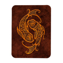 Intrictate Stone Pisces Symbol Rectangle Magnets