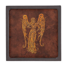 Intrictate Stone Virgo Symbol Premium Keepsake Boxes
