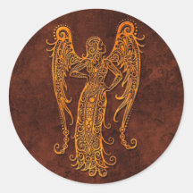 Intrictate Stone Virgo Symbol Round Sticker