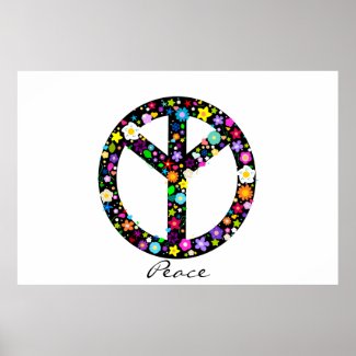 Inverted Floral Peace Symbol print