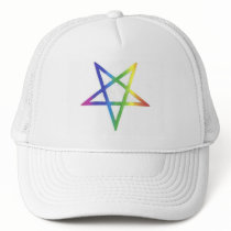 Inverted rainbow pentagram cap hats by freepaganpages Inverted rainbow pentagram cap hats