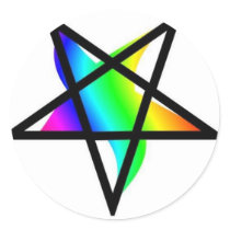Inverted rainbow pentagram gear stickers by freepaganpages Inverted rainbow pentagram gear stickers
