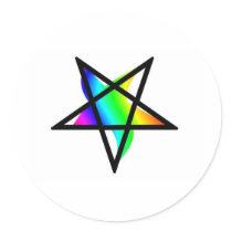 Inverted rainbow pentagram gear stickers by freepaganpages Inverted rainbow pentagram gear stickers