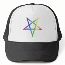 Inverted rainbow pentagram hat by freepaganpages Inverted rainbow pentagram hat