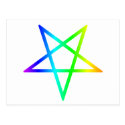 Inverted Rainbow Pentagram Post Cards