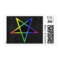 Inverted rainbow pentagram stamp