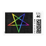 Inverted rainbow pentagram stamp