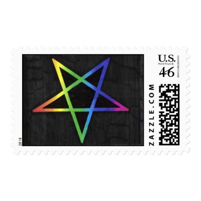 Inverted rainbow pentagram by freepaganpages
