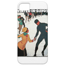 Invierno en poster del viaje del vintage de Davos iPhone 5 Case-Mate Coberturas