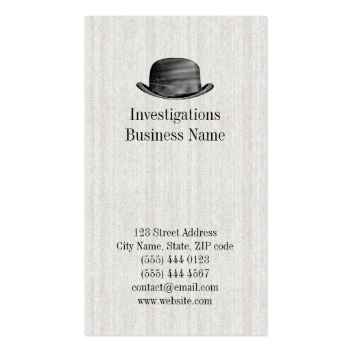 Invisible Man Private Detective business cards (back side)