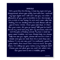 invisible (original Poem)Poster - ... - Customized posters