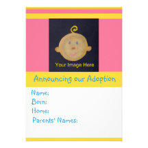 Invitación amarilla rosada de la adopción