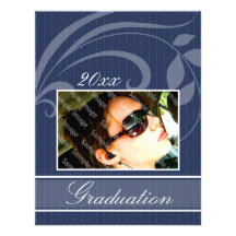 Invitación azul de la graduación de la foto de enc