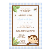 invitación azul del cumpleaños del mono de Papgayo