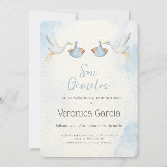 Invitacion De Baby Shower Para Gemelos Invitation Zazzle