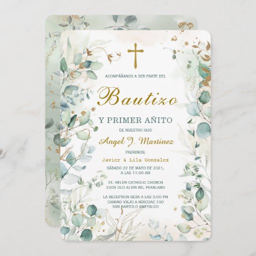 Invitaci N De Bautizo Y Primer A Ito Invitation Zazzle