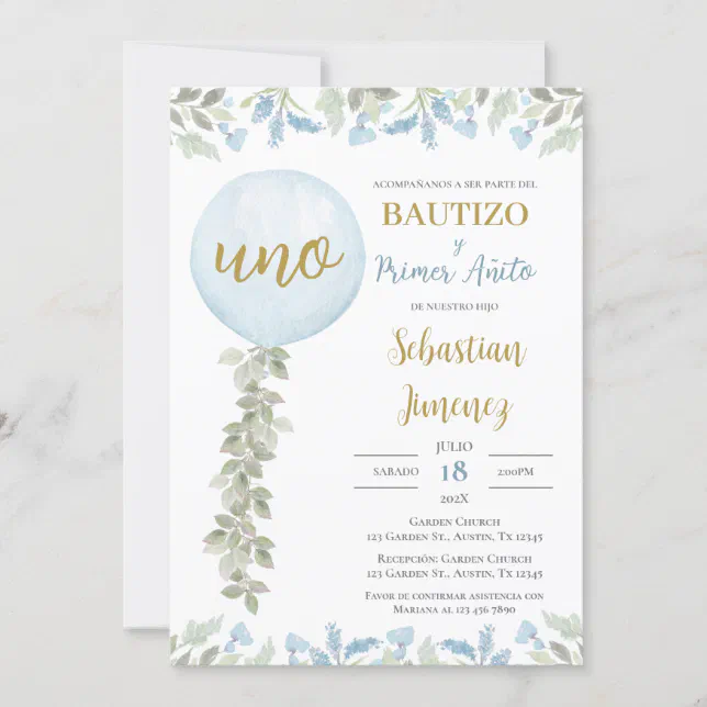 Invitaci N De Bautizo Y Primer A O En Espa Ol Invitation Zazzle