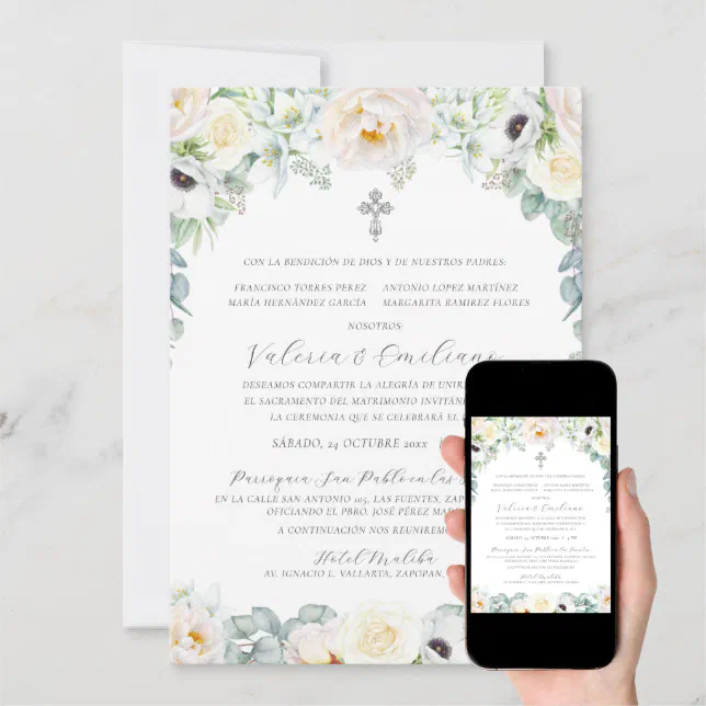 Invitaci N De Boda Catolica Formal Spanish Wedding Invitation Zazzle