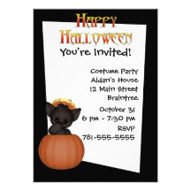Invitación de encargo linda de Halloween del gato 