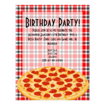 Invitación de la fiesta de cumpleaños de la pizza,