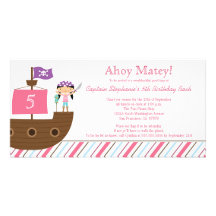 Invitación de la fiesta de cumpleaños del pirata d tarjeta fotográfica