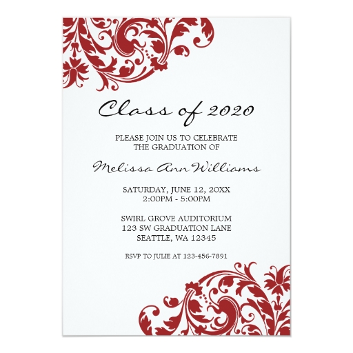 Invitación de la graduación del remolino del rojo | Zazzle Invitación de la graduación del remolino del rojo | Zazzle