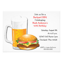 Invitación de la hamburguesa del queso de la cerve