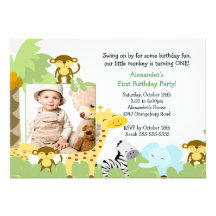 Invitación del cumpleaños de la foto del mono de l