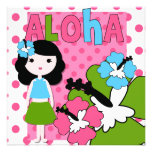 Invitación del cumpleaños de la hawaiana (chica de