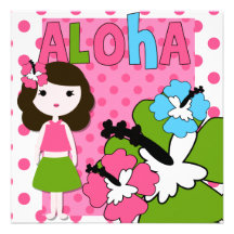 Invitación del cumpleaños de la hawaiana (chica de