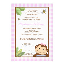 invitación del cumpleaños del mono del Pin Papgayo