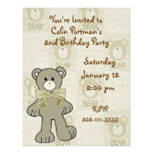 Invitación del cumpleaños del oso de peluche