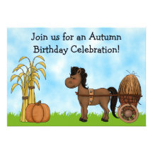 Invitación del cumpleaños del potro del otoño - mu