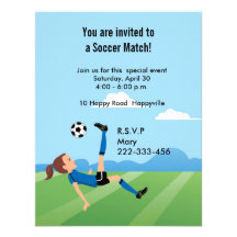 Invitación del fútbol del chica con el ejemplo