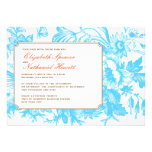 Invitación floral de lujo del boda en azul y naran