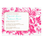 Invitación floral de lujo del boda en rosa y azul