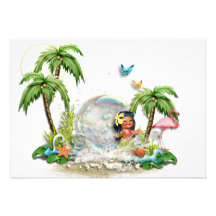 Invitación hawaiana linda de Luau
