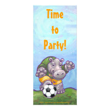 Invitación linda del fiesta del fútbol del hipopót