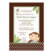 invitación neutral del cumpleaños del mono de 5x7 
