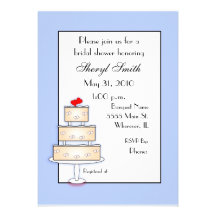 Invitación nupcial de la ducha con el pastel de bo