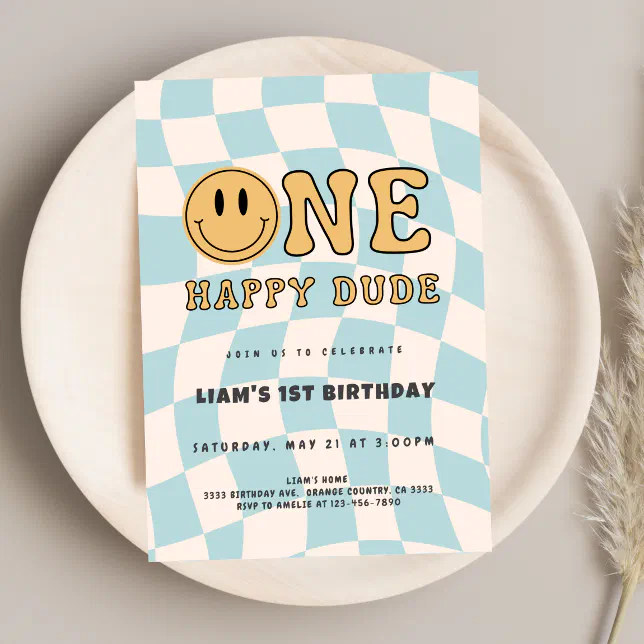 Invitaci N One Happy Dude Birthday Invitation Zazzle